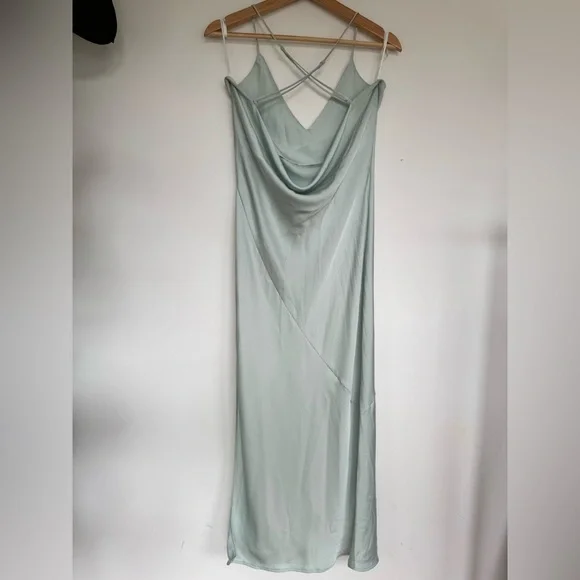 Aritzia Babaton Bellamy Cross Strap Plunge Back Satin Maxi Dress - Picture 3 of 10